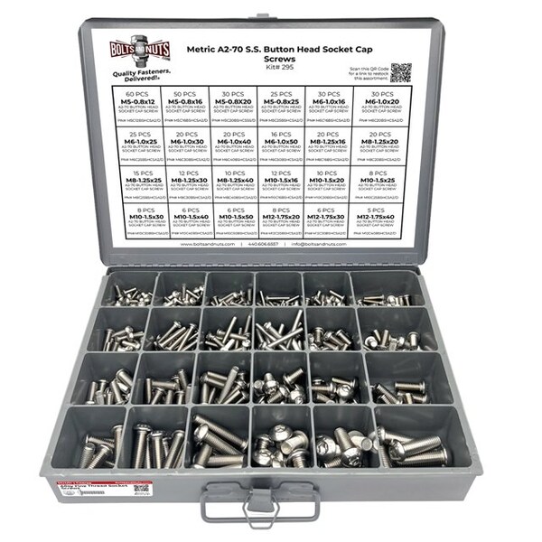 Boltsandnuts.Com Metric A2-70 Allen Button Head Socket Cap Screws Bolts Stainless Steel Assortment - 453 PCS Assortment Kit #295 - main